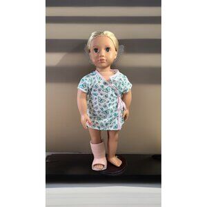 Our Generation 18” Battat Doll Martha With Foot Plaster Cast And Hospital Gown